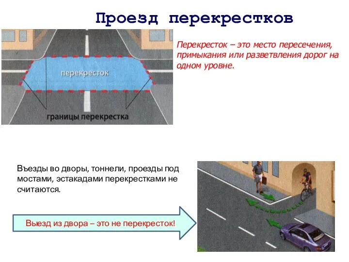 Проезд перекрестков Перекресток – это место пересечения, примыкания или разветвления дорог на одном