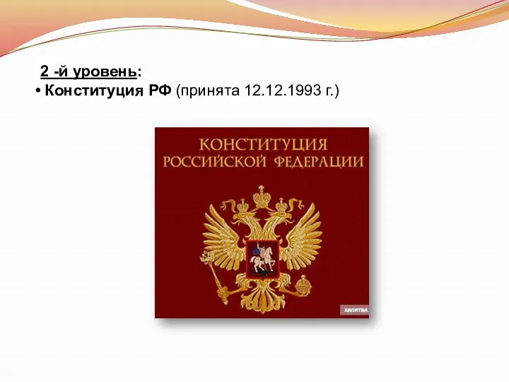 2 -й уровень: Конституция РФ (принята 12.12.1993 г.)