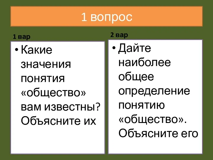 1 вопрос 1 вар Какие значения понятия «общество» вам известны?