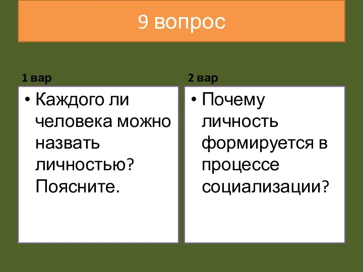 9 вопрос 1 вар Каждого ли человека можно назвать личностью?