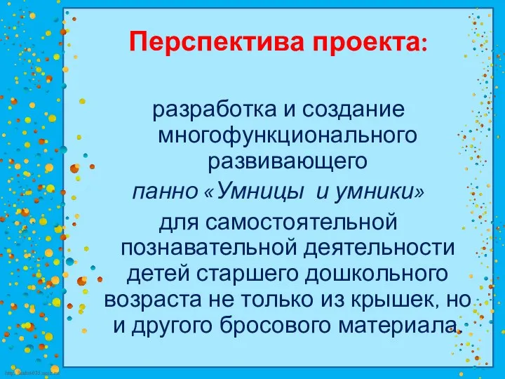 Перспектива проекта: разработка и создание многофункционального развивающего панно «Умницы и