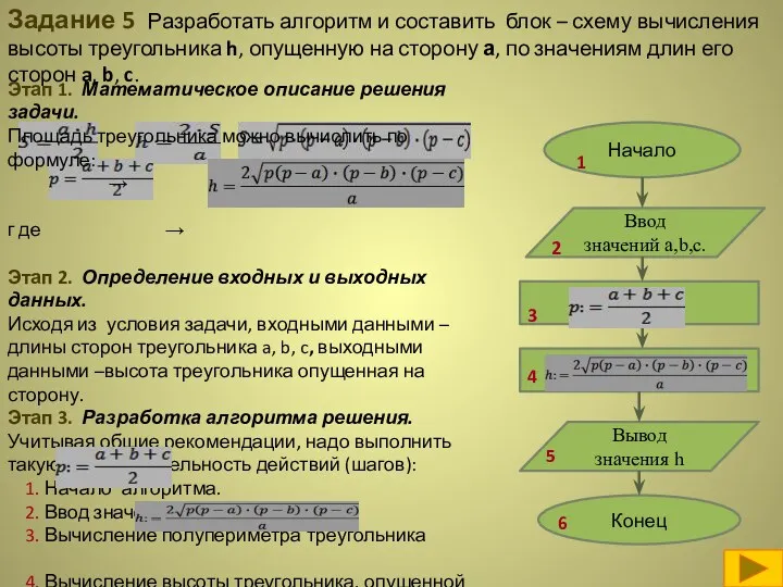 Задание 5 Разработать алгоритм и составить блок – схему вычисления