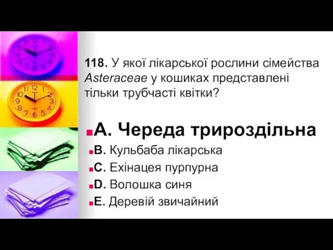 118. У якої лiкарської рослини сiмейства Asteraceae у кошиках представленi