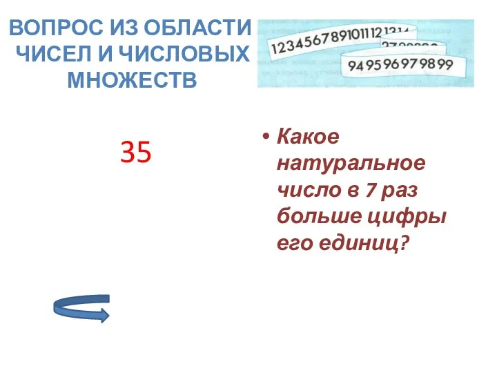 35 Какое натуральное число в 7 раз больше цифры его единиц? Вопрос из