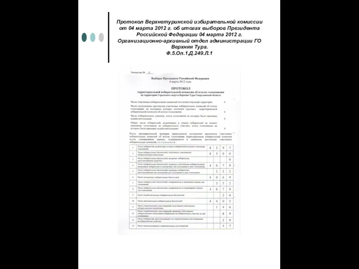 Протокол Верхнетуринской избирательной комиссии от 04 марта 2012 г. об
