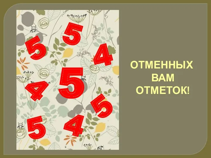 ОТМЕННЫХ ВАМ ОТМЕТОК! 5 4 5 4 5 5 5 4