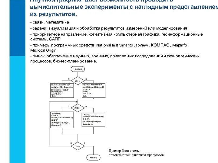 Научная графика- дает возможность проводить вычислительные эксперименты с наглядным представлением