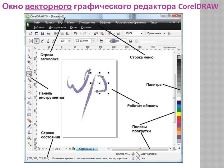 Окно векторного графического редактора CorelDRAW