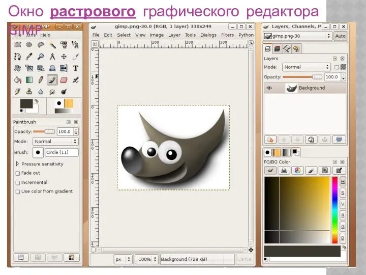 Окно растрового графического редактора GIMP