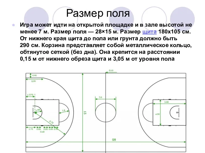 Размер поля Игра может идти на открытой площадке и в