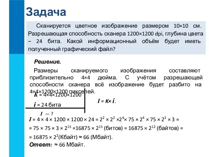 Задача I = 4 × 4 × 1200 × 1200 × 24 =