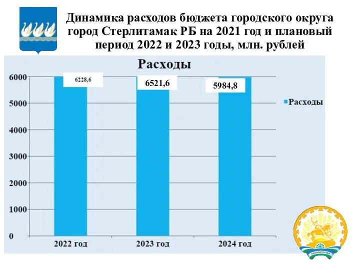 Динамика расходов бюджета городского округа город Стерлитамак РБ на 2021