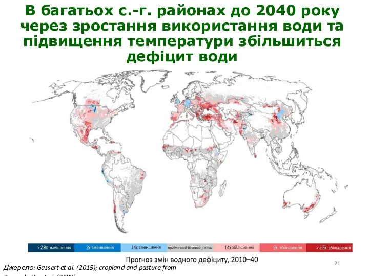 В багатьох с.-г. районах до 2040 року через зростання використання