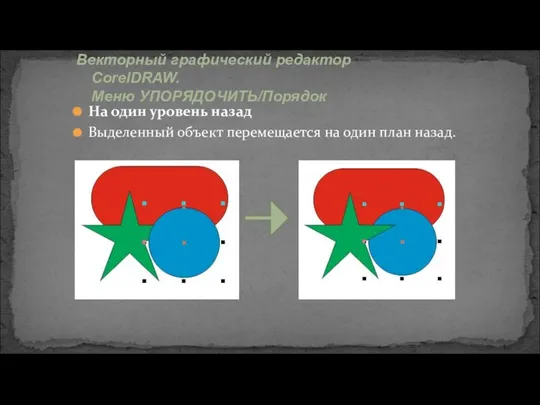 Векторный графический редактор CorelDRAW. Меню УПОРЯДОЧИТЬ/Порядок На один уровень назад