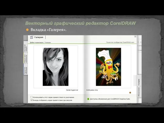 Вкладка «Галерея». Векторный графический редактор CorelDRAW