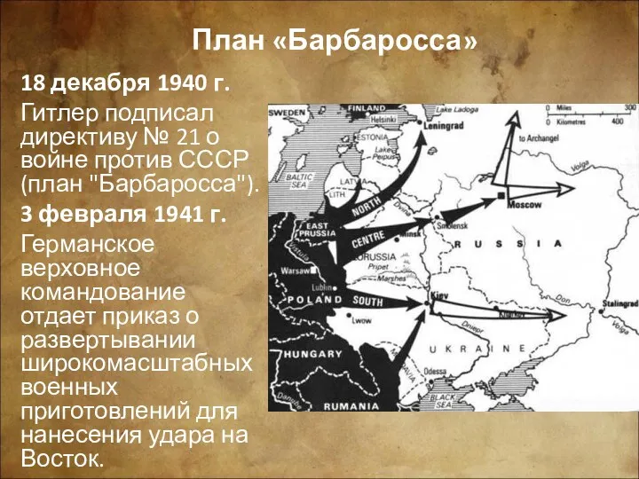 План «Барбаросса» 18 декабря 1940 г. Гитлер подписал директиву №