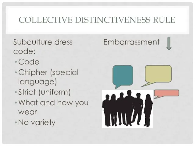 COLLECTIVE DISTINCTIVENESS RULE Subculture dress code: Code Chipher (special language)