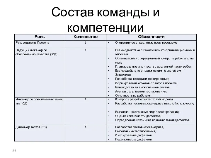 Состав команды и компетенции