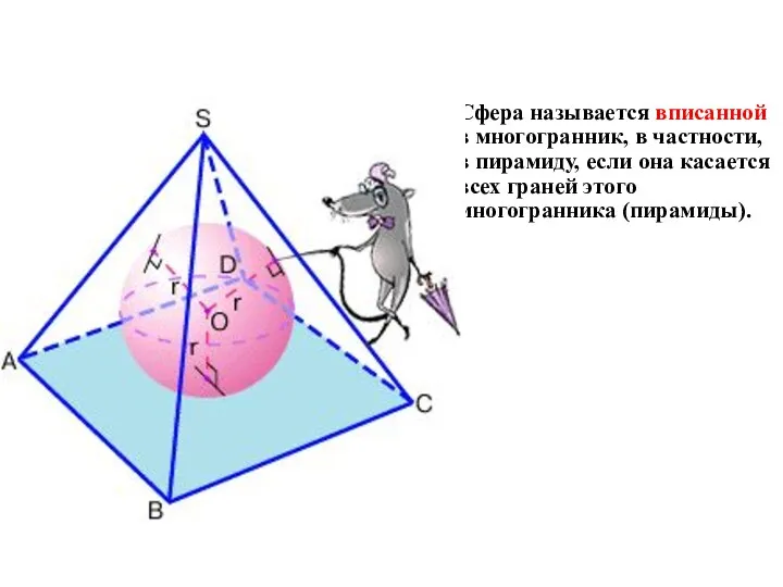 Сфера называется вписанной в многогранник, в частности, в пирамиду, если