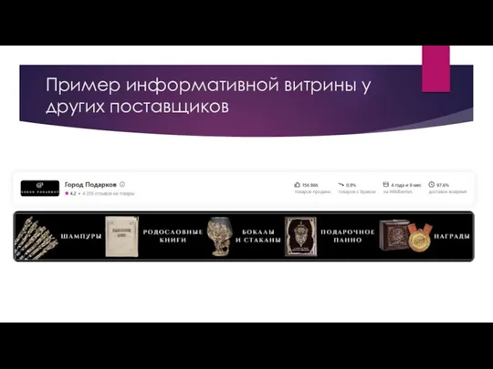 Пример информативной витрины у других поставщиков