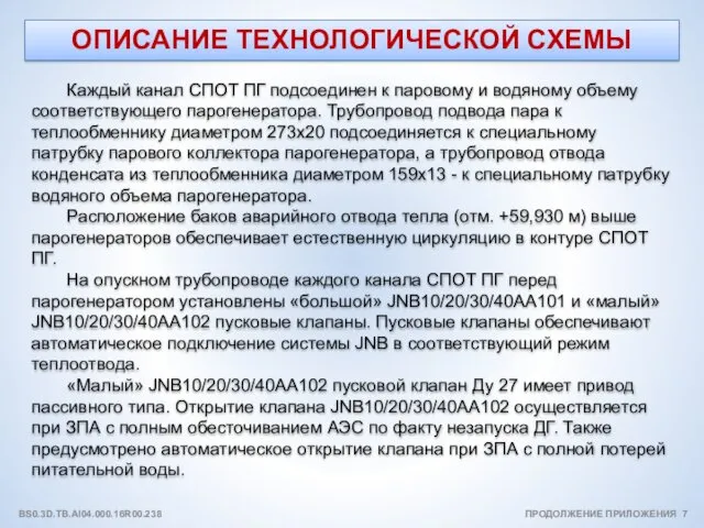 ОПИСАНИЕ ТЕХНОЛОГИЧЕСКОЙ СХЕМЫ Каждый канал СПОТ ПГ подсоединен к паровому