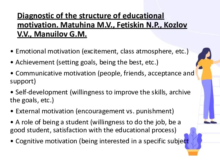 Diagnostic of the structure of educational motivation. Matuhina M.V., Fetiskin N.P., Kozlov V.V.,