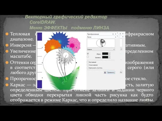 Тепловая карта — имитирует просмотр в инфракрасном диапазоне. Инверсия —