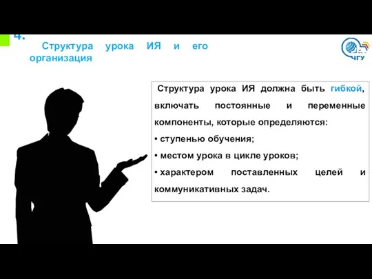 4. Структура урока ИЯ и его организация Структура урока ИЯ