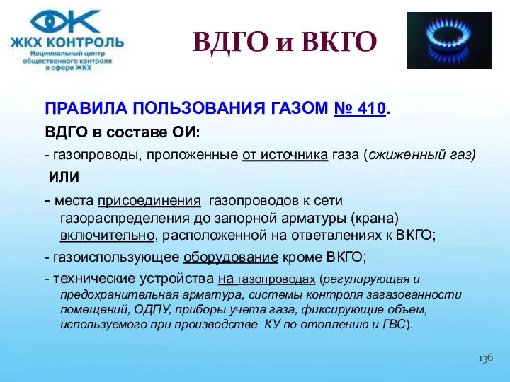 ПРАВИЛА ПОЛЬЗОВАНИЯ ГАЗОМ № 410. ВДГО в составе ОИ: -