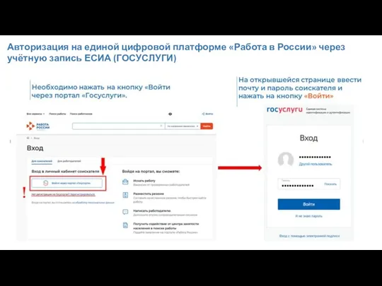 Авторизация на единой цифровой платформе «Работа в России» через учётную запись ЕСИА (ГОСУСЛУГИ)