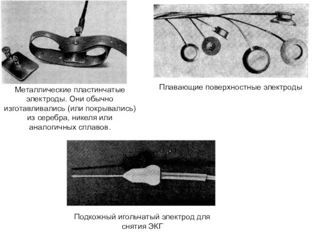 Металлические пластинчатые электроды. Они обычно изготавливались (или покрывались) из серебра,