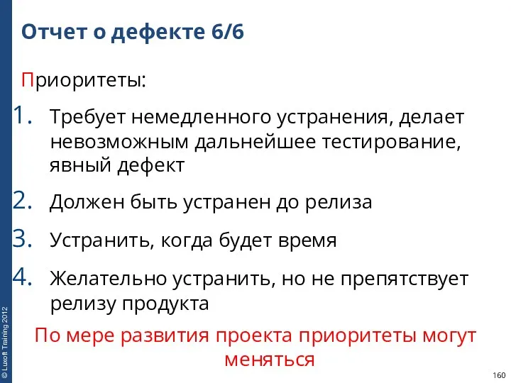 Отчет о дефекте 6/6 Приоритеты: Требует немедленного устранения, делает невозможным