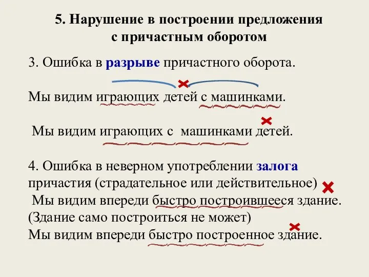 3. Ошибка в разрыве причастного оборота. Мы видим играющих детей