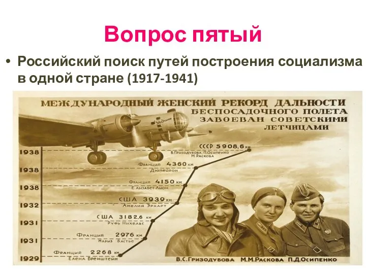 Вопрос пятый Российский поиск путей построения социализма в одной стране (1917-1941)