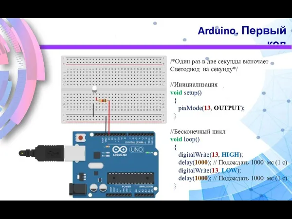 Arduino. Первый код /*Один раз в две секунды включает Светодиод