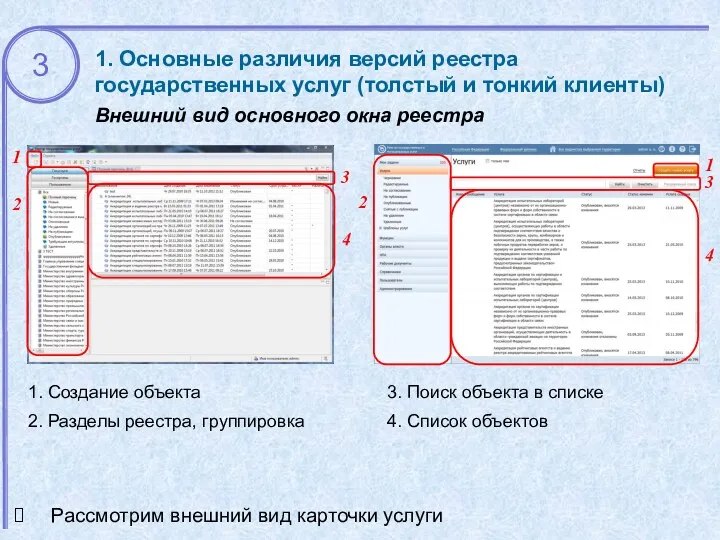 1. Основные различия версий реестра государственных услуг (толстый и тонкий