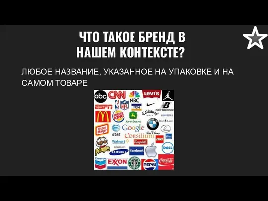 ЧТО ТАКОЕ БРЕНД В НАШЕМ КОНТЕКСТЕ? ЛЮБОЕ НАЗВАНИЕ, УКАЗАННОЕ НА УПАКОВКЕ И НА САМОМ ТОВАРЕ ,