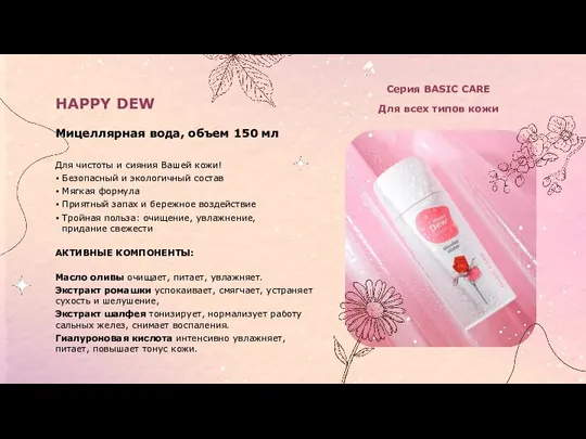 Серия BASIC CARE Для всех типов кожи Для чистоты и