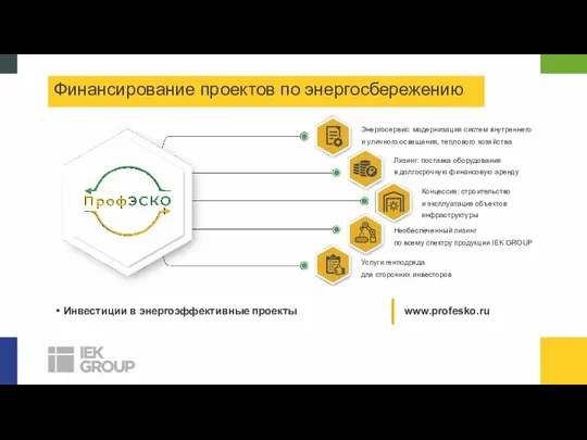 Энергосервис: модернизация систем внутреннего и уличного освещения, теплового хозяйства Концессия: