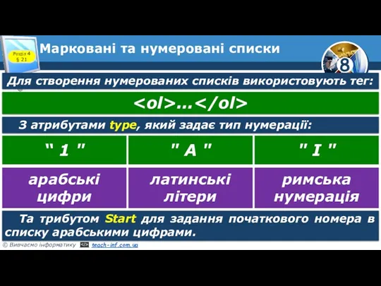 Марковані та нумеровані списки Розділ 4 § 21 Для створення