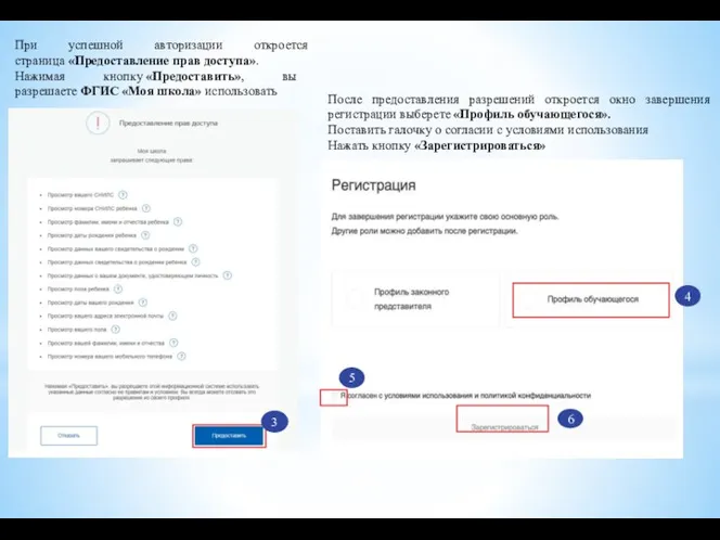 При успешной авторизации откроется страница «Предоставление прав доступа». Нажимая кнопку