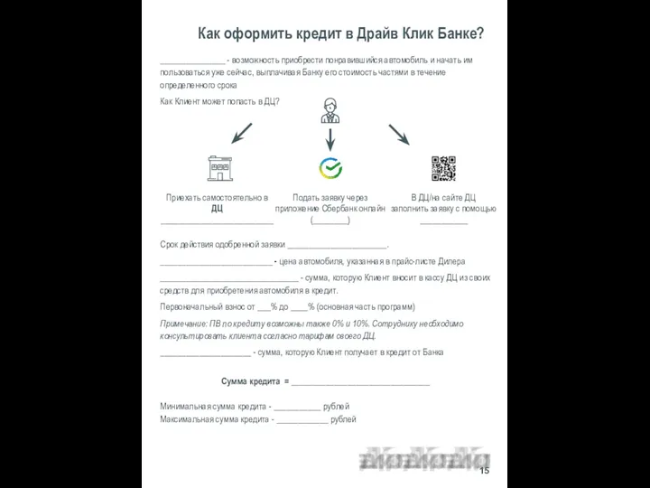 _______________ - возможность приобрести понравившийся автомобиль и начать им пользоваться