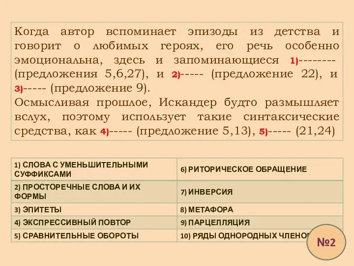 Когда автор вспоминает эпизоды из детства и говорит о любимых