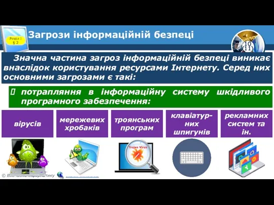 Загрози інформаційній безпеці Розділ 1 § 2 Значна частина загроз