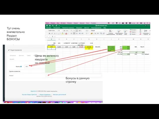 Тут очень внимательно Раздел БОНУСЫ Цена из зеленого квадрата со скидкой Бонусы в данную строчку