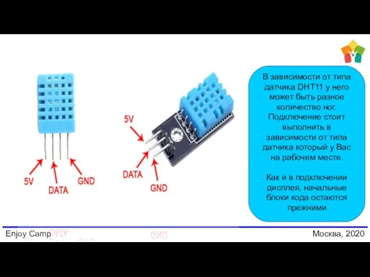 Enjoy Camp Москва, 2020 В зависимости от типа датчика DHT11