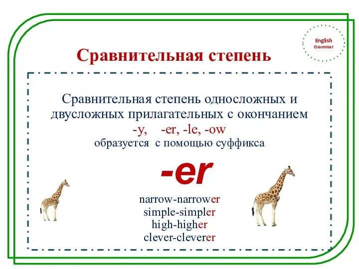 English Grammar Сравнительная степень односложных и двусложных прилагательных с окончанием