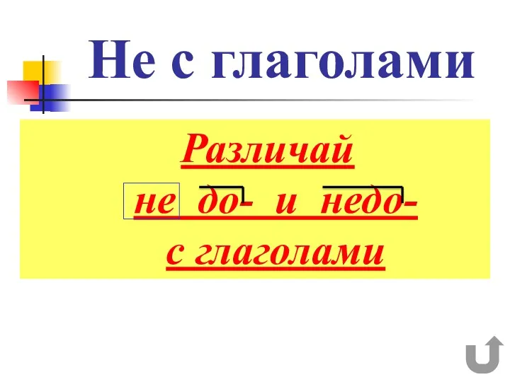 Не с глаголами Различай не до- и недо- с глаголами