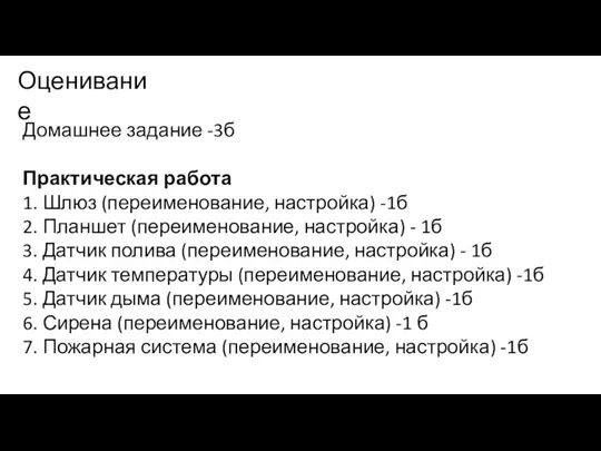 Оценивание Домашнее задание -3б Практическая работа 1. Шлюз (переименование, настройка)