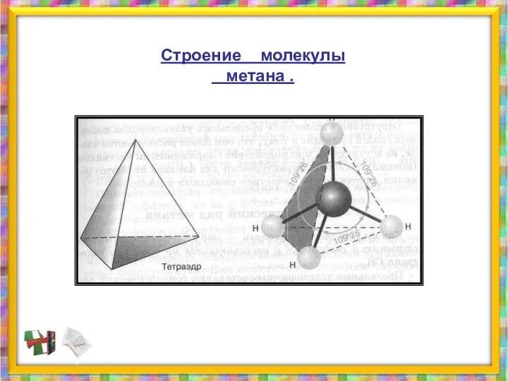 Строение молекулы метана .